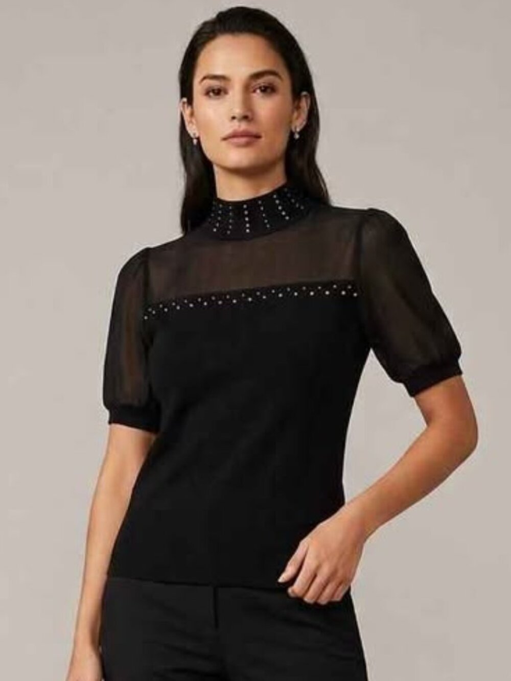 Belldini black top short mesh sleeve